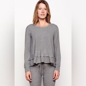 Sundry tiered pullover scoop neck sweatshirt in heathered grey size 0 XS